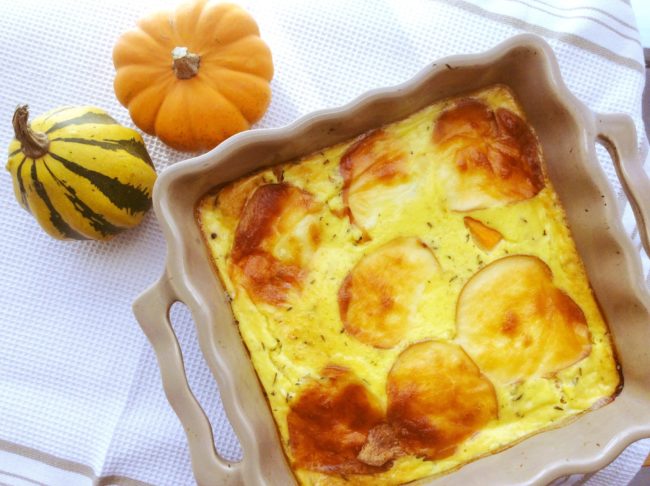 Clafoutis au potimarron, jambon et épices